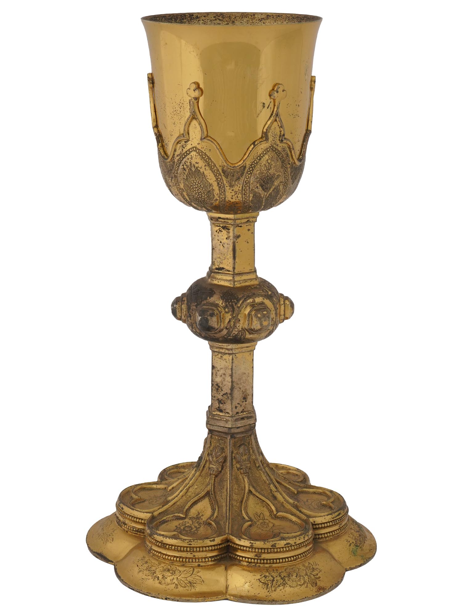 ANTIQUE CATHOLIC GILDED CHALICE CUP, C. 1900 PIC-1